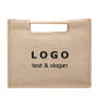 OEM Natural Wooden Handle Carry Promotional Bag Custom Printing Jute Tote Bag Wholesale Burlap Gift Bag