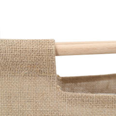 OEM Natural Wooden Handle Carry Promotional Bag Custom Printing Jute Tote Bag Wholesale Burlap Gift Bag
