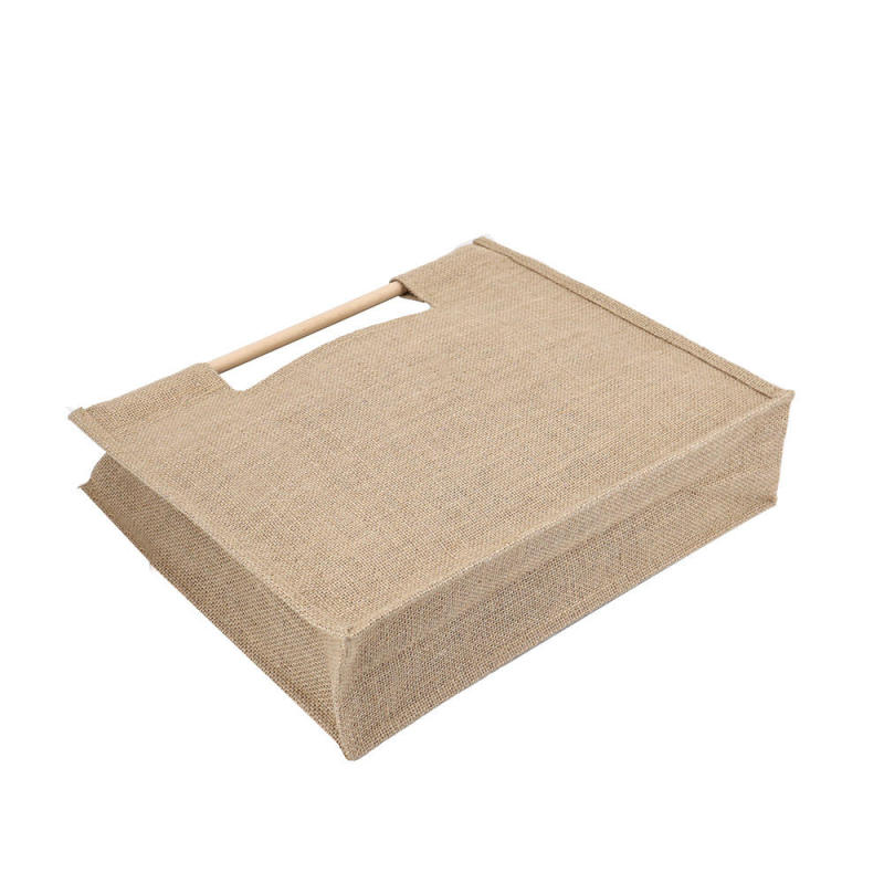 OEM Natural Wooden Handle Carry Promotional Bag Custom Printing Jute Tote Bag Wholesale Burlap Gift Bag