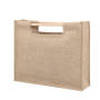 OEM Natural Wooden Handle Carry Promotional Bag Custom Printing Jute Tote Bag Wholesale Burlap Gift Bag