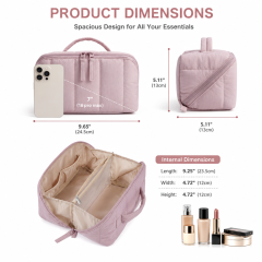 Puffy Quilted Cosmetic Bag Women Makeup Organizer Large Capacity Travel Toiletry Case Water-Resistant Custom Logo OEM