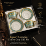 Luxury Ceramic Coffee Cup Gift Set With Saucer Premium Porcelain Espresso Cup Set in Gift Box for Corporate Wedding Gift