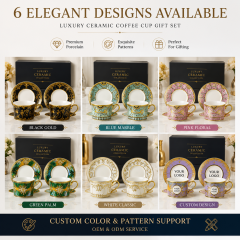 Luxury Ceramic Coffee Cup Gift Set With Saucer Premium Porcelain Espresso Cup Set in Gift Box for Corporate Wedding Gift