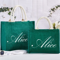Eco green laminated jute bag custom logo Bridesmaid Burlap Tote gift Bags, Bridesmaid Gift Tote Bag, Bachelorette Party Tote