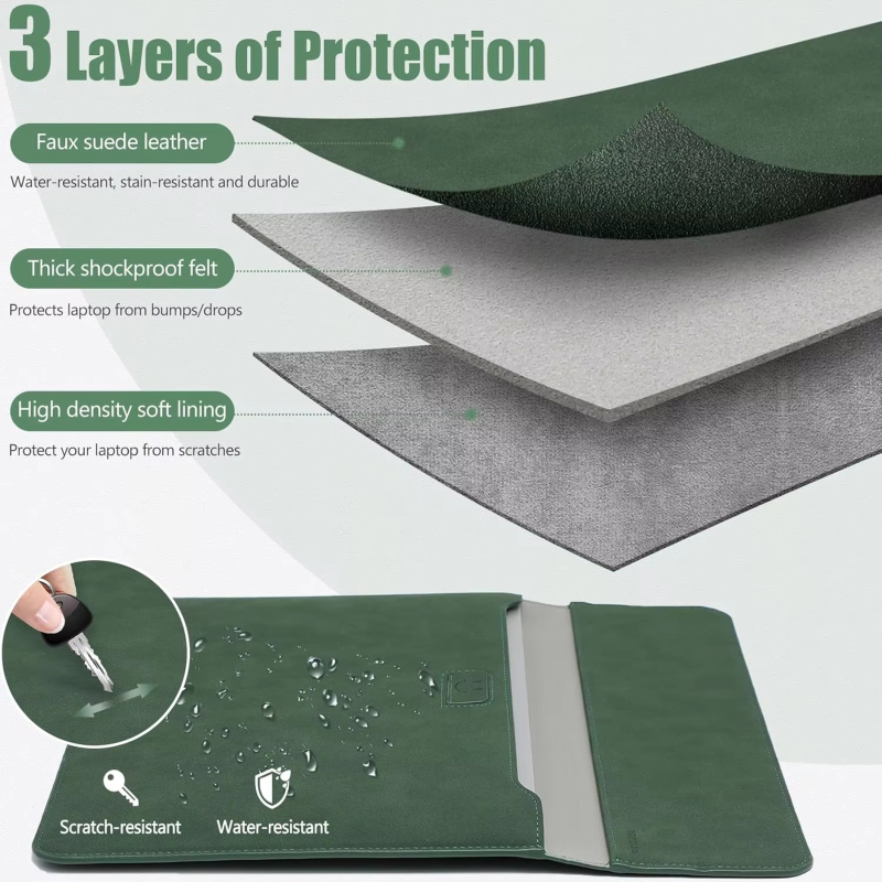 Personalised Laptop Cases & Covers Slim Jelly PU Leather Cover Luxury 15 Inch Laptop Sleeve Case Bag with Small Pouch