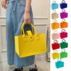 Promotional Wool Felt lady handbags Grocery Shopping Tote Bag Custom printed logo women tote bag reusable Felt Shopping Bag