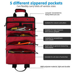 Custom Oxford Roll Up Zipper Pocket Wrench Hardware Home Hand Tool Kit Set Storage Bag