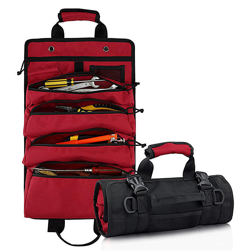 Trousse à outils à main Oxford personnalisée avec fermeture éclair enroulable, sac de rangement pour clés, quincaillerie et outils à main
