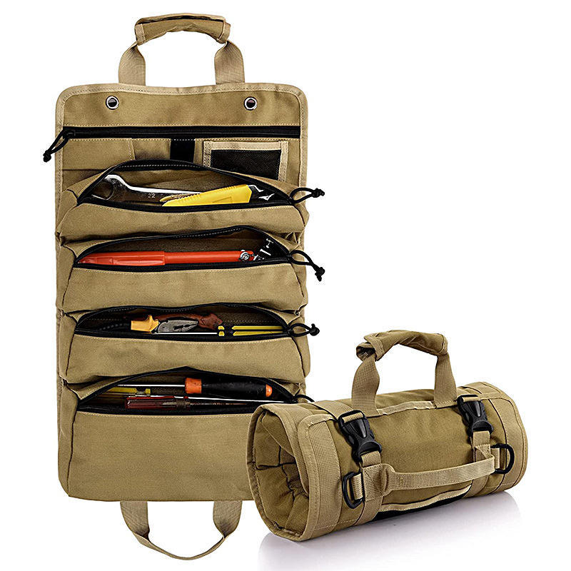 Trousse à outils à main Oxford personnalisée avec fermeture éclair enroulable, sac de rangement pour clés, quincaillerie et outils à main