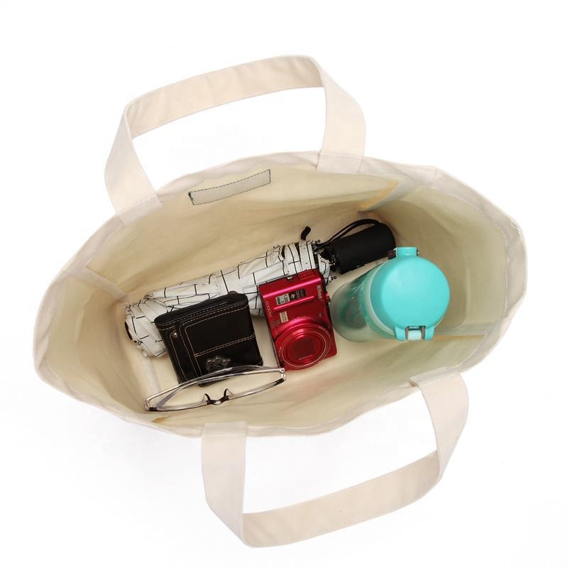 Wholesale eco friendly material custom 100% cotton canvas multi pockets foldable shopping bag grocery bags canvas reusable bags