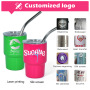 Wholesale 3oz Wine Mugs Sublimation Double Wall Stainless Steel Tumbler Cup Metal Wine Swig Shot Glass With Lid and Straw