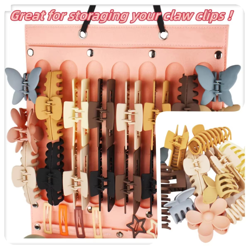Fabric Hanging Hair Clip Jewelry Display Claw Clip Display Storage Bag For Store Wall Hanging Felt Hair Accessories Holder