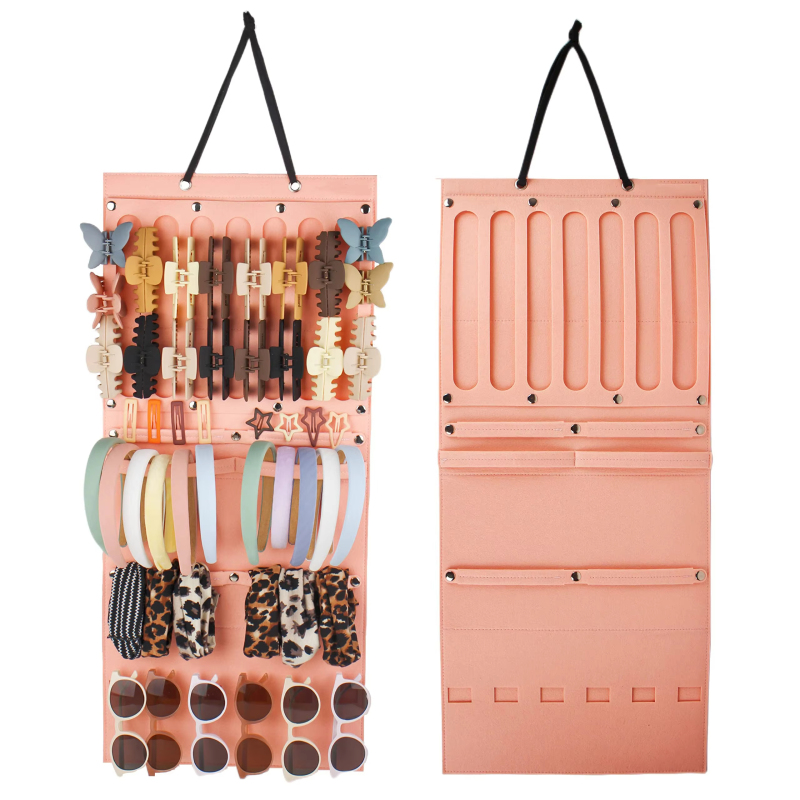 Fabric Hanging Hair Clip Jewelry Display Claw Clip Display Storage Bag For Store Wall Hanging Felt Hair Accessories Holder