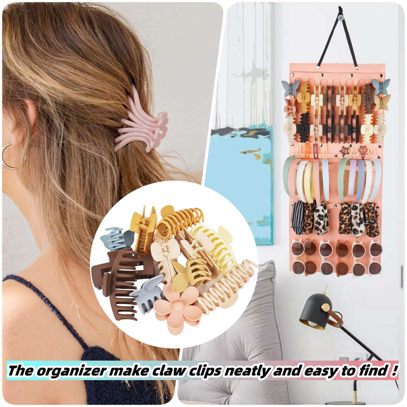 Fabric Hanging Hair Clip Jewelry Display Claw Clip Display Storage Bag For Store Wall Hanging Felt Hair Accessories Holder