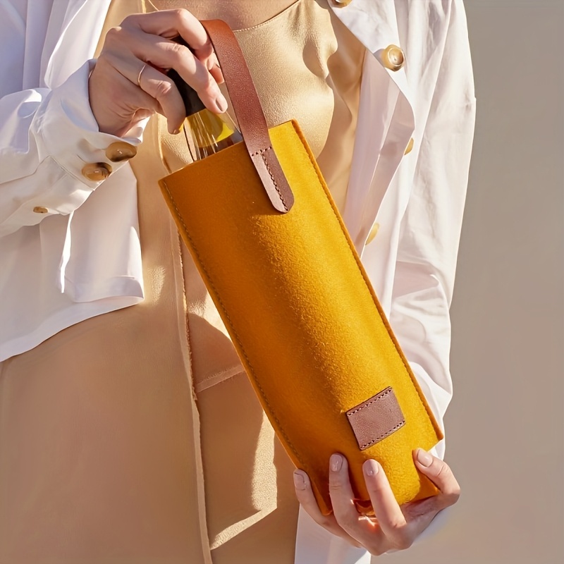 Wholesale Felt Wine Tote Bag Single Bottle Carrier Holder with Handle Custom Logo OEM Eco Gift Packaging Wedding Corporate Event