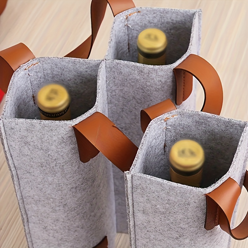 Wholesale Felt Wine Tote Bag Single Bottle Carrier Holder with Handle Custom Logo OEM Eco Gift Packaging Wedding Corporate Event