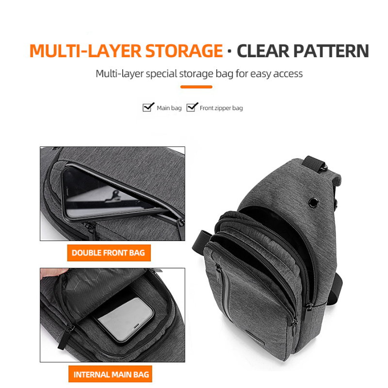 Pinghu Sinotex Custom Logo  Water Resistant Oxford Back Pack Crossbody Chest Shoulder Bag Outdoor Travel Sling Bags for Men