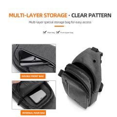 Pinghu Sinotex Custom Logo Water Resistant Oxford Back Pack Crossbody Chest Shoulder Bag Outdoor Travel Sling Bags for Men