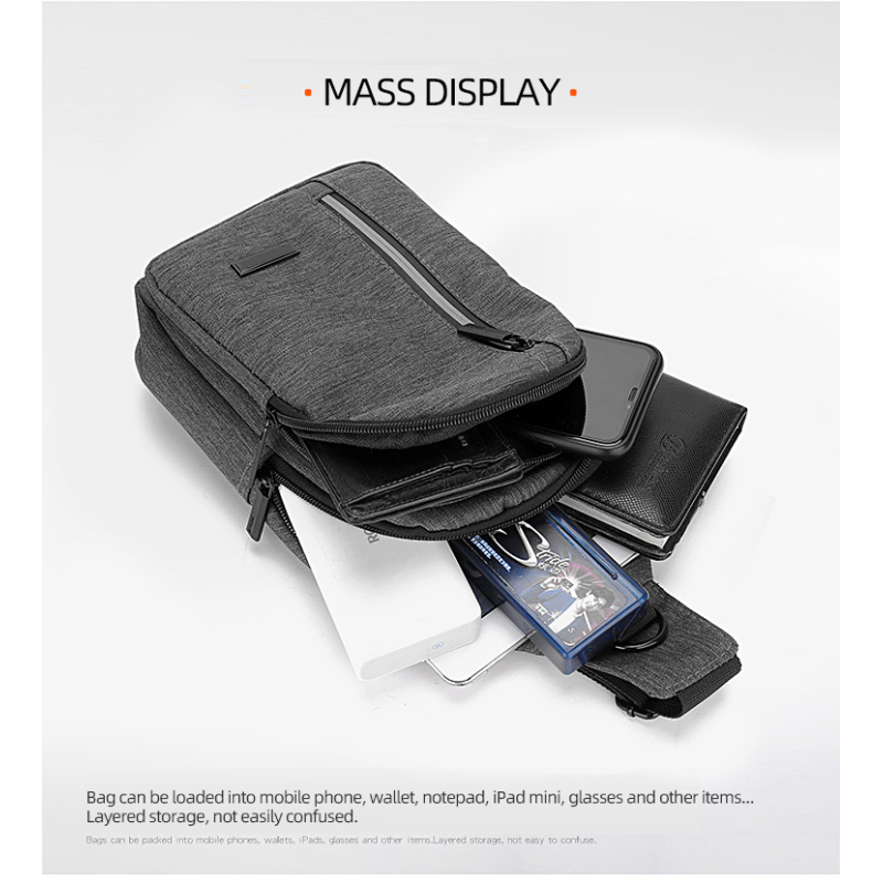 Pinghu Sinotex Custom Logo  Water Resistant Oxford Back Pack Crossbody Chest Shoulder Bag Outdoor Travel Sling Bags for Men