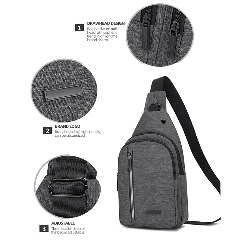 Pinghu Sinotex Custom Logo  Water Resistant Oxford Back Pack Crossbody Chest Shoulder Bag Outdoor Travel Sling Bags for Men