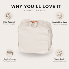 Custom Logo Square Quilted Pouch Padded Toiletry Bag Minimalist Travel Makeup Organizer for Women