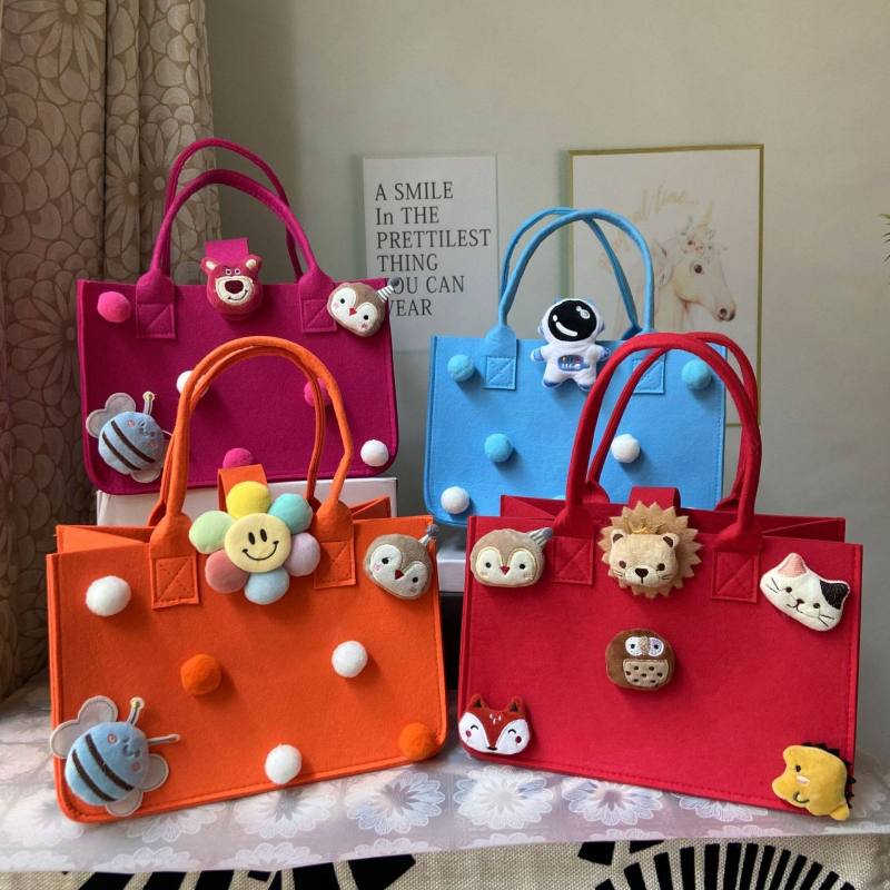 Large Felt Shopping Bags Multifunction Gift Tote Bag for Grocery Reusable Bag With Handle Toy Sundries Storage Organizer