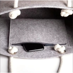 Custom Logo Grey Felt Tote Bag - Eco-Friendly Ladies Handbag