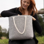 Custom Logo Grey Felt Tote Bag - Eco-Friendly Ladies Handbag