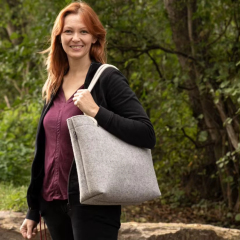 Custom Logo Grey Felt Tote Bag - Eco-Friendly Ladies Handbag