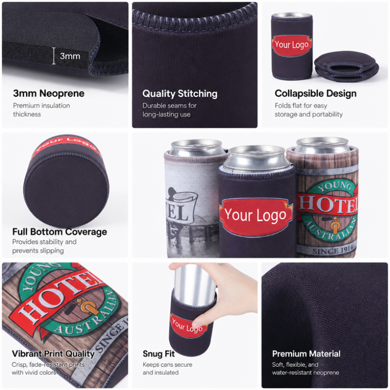 Wholesale Custom Logo Can Cooler Durable Neoprene Beer Sleeve Insulated Stubby Holder for Promotional Gift Wedding Event