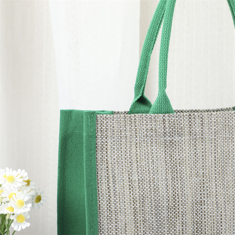 Sac à main en lin pour femme, avec logo personnalisé, réutilisable, avec poignée, idéal pour les voyages, les achats, les cadeaux