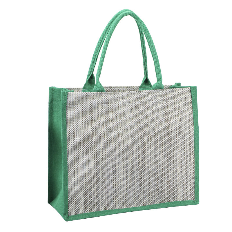 Sac à main en lin pour femme, avec logo personnalisé, réutilisable, avec poignée, idéal pour les voyages, les achats, les cadeaux