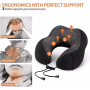 High Density 3in 1Memory Foam Lightweight Neck Pillows for Sleeping on Airplane Gray with EVA Storage Box