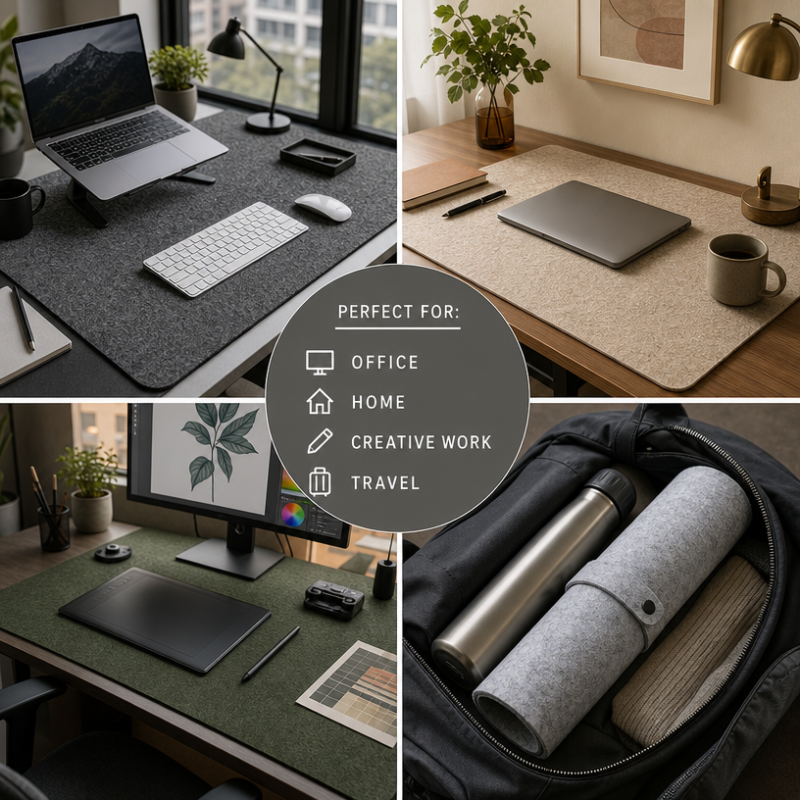 Wholesale Custom Size Colors Soft Durable Wool Felt Office Computer Anti Slip Desk Mat Table Keyboard Large Mouse Pad
