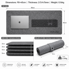 Wholesale Custom Size Colors Soft Durable Wool Felt Office Computer Anti Slip Desk Mat Table Keyboard Large Mouse Pad