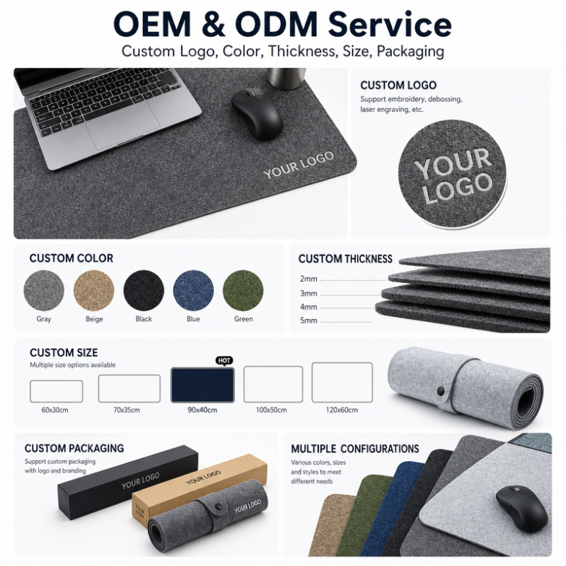 Wholesale Custom Size Colors Soft Durable Wool Felt Office Computer Anti Slip Desk Mat Table Keyboard Large Mouse Pad