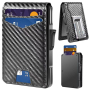 Minimalist Metal Wallet with Money Clip RFID Blocking Smart Pop up Wallet, Metal Aluminum Credit Card Wallet