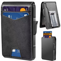 Minimalist Metal Wallet with Money Clip RFID Blocking Smart Pop up Wallet, Metal Aluminum Credit Card Wallet