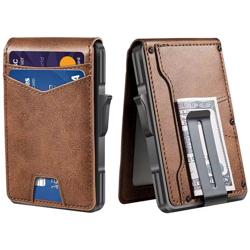 Minimalist Metal Wallet with Money Clip RFID Blocking Smart Pop up Wallet, Metal Aluminum Credit Card Wallet