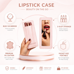 Custom Logo Open Mini Jewelry Storage Bag Mirror Eco Friendly PU Leather Waterproof Portable Cosmetic Pouch for Bridesmaid Gifts