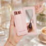 Custom Logo Open Mini Jewelry Storage Bag Mirror Eco Friendly PU Leather Waterproof Portable Cosmetic Pouch for Bridesmaid Gifts