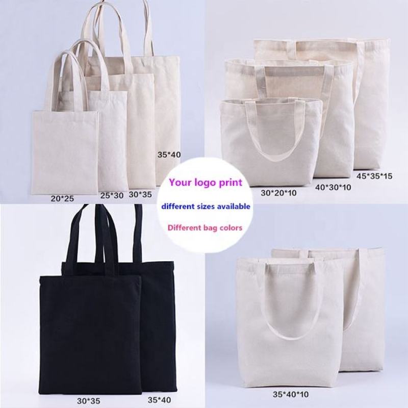 Reusable Cotton Canvas Shopping Handbag with Large Capacity Foldable Tote for Hand or Shoulder