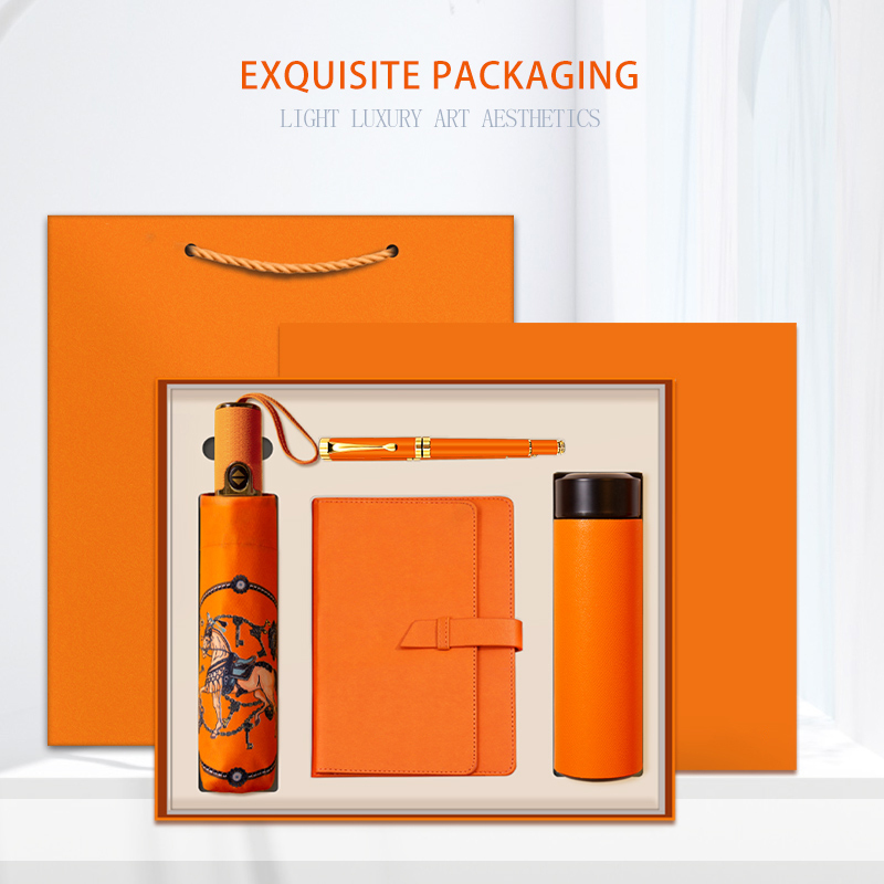 Luxury Custom Logo Mens Office Promotional Notebook Umbrella Corporate Gift Set