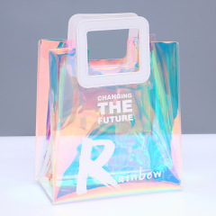 Hot Sell Female Fashion Cheap Pvc Clear Laser Holographic Tote Shopping Bag