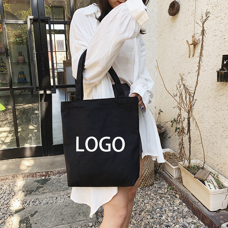 الجملة الجديدة نمط كبير قماش القطن عادي حمل حقيبة تسوق مع شعار مخصص