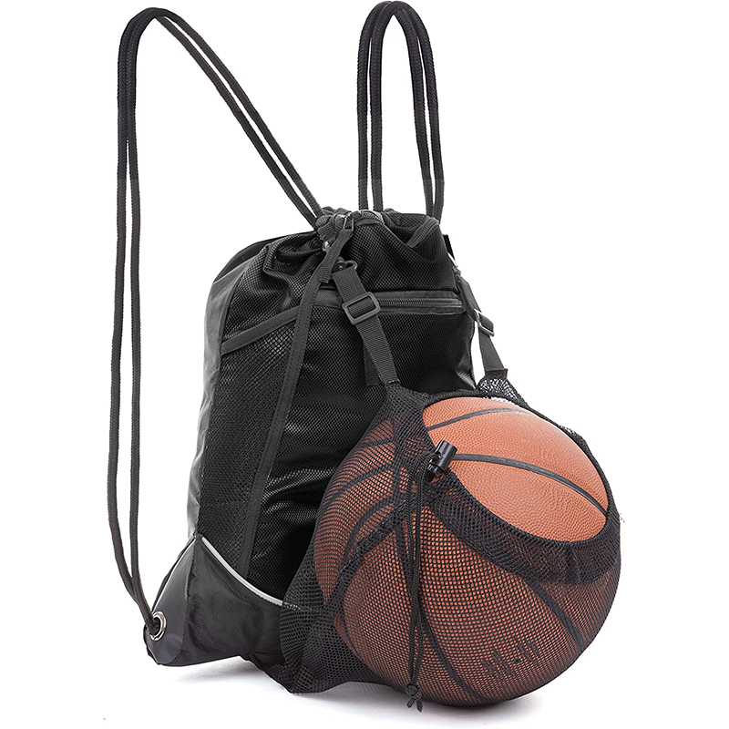 Multipurpose Reusable Sport Gym String Bag Soccer Mesh Drawstring Backpack With Zipper