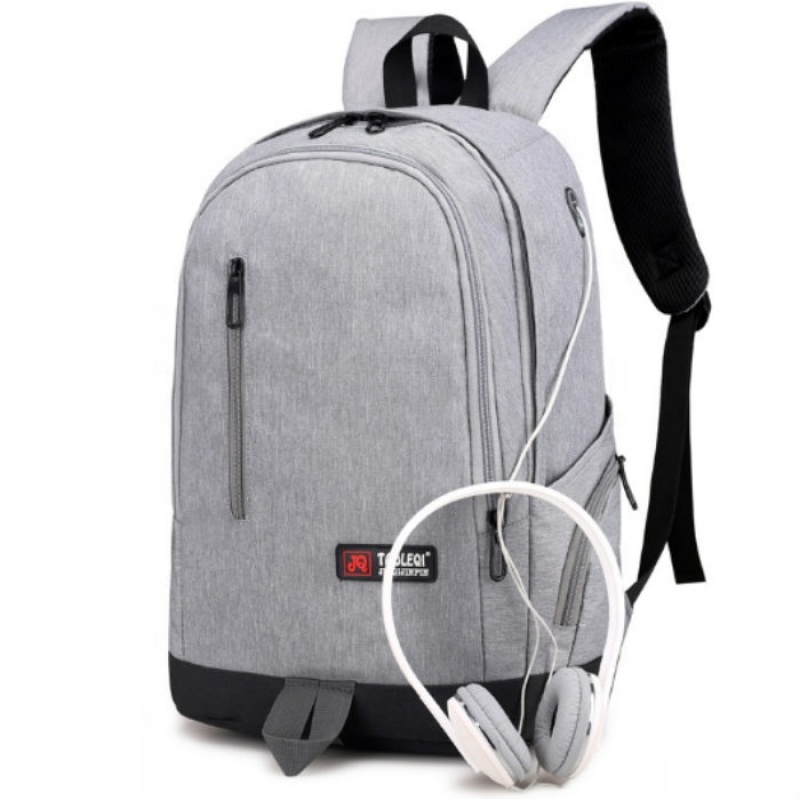Logo Custom Durable Business Travel School Bag Student Laptop Backpack With Headphone Jack