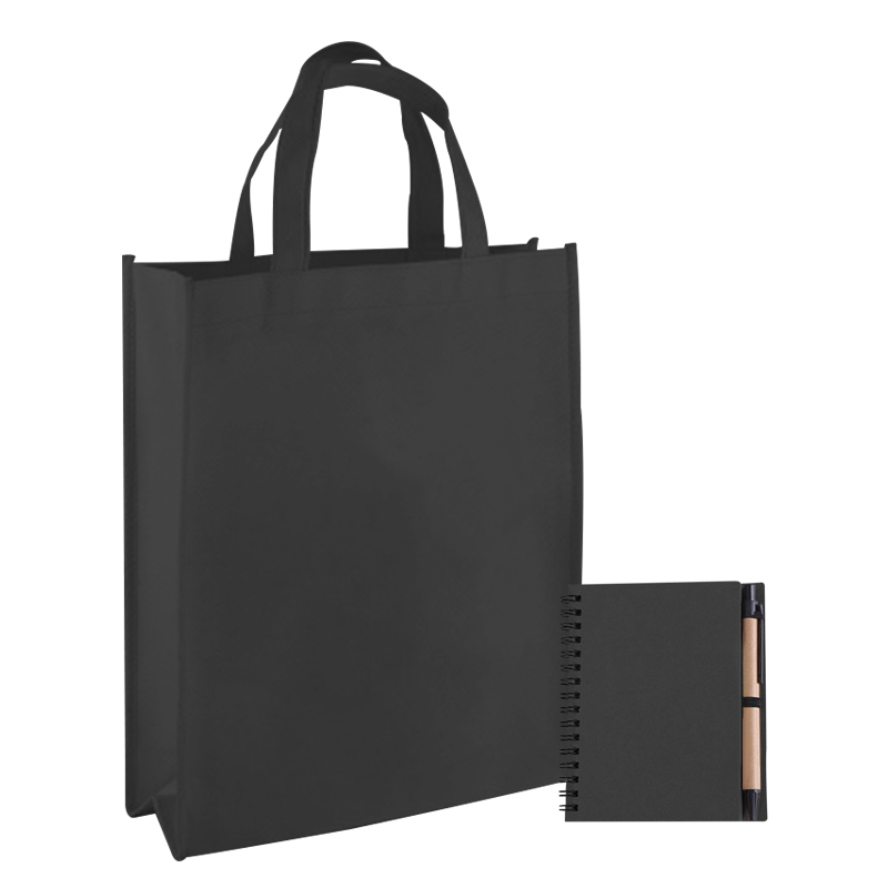 custom logo paper Non woven promotional tote shopping bags with Notebook and Pen