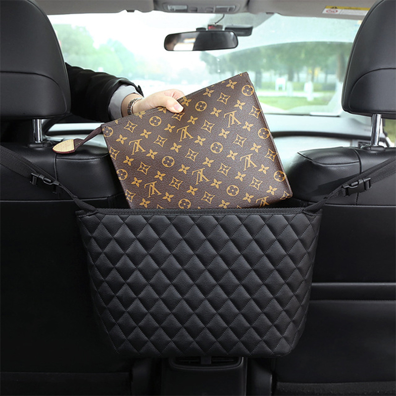 Car Back Hanging Bag PU Pocket Leather Car Seat Storage And Handbag Holder Organizer