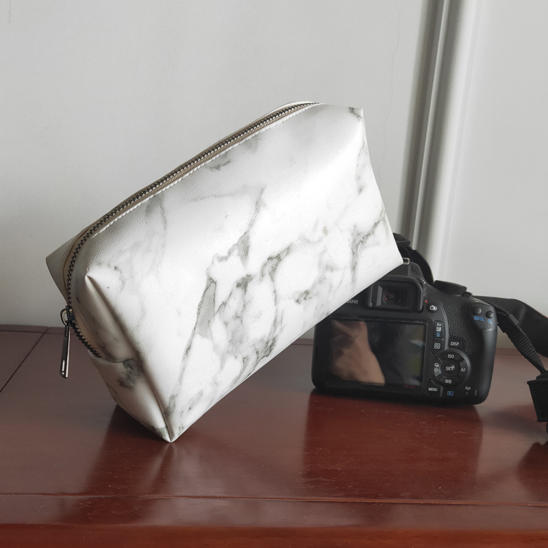 New Design PU Marble Pattern Women Luxury Cosmetic Bag Travel Make Up Bags With Customized Logo